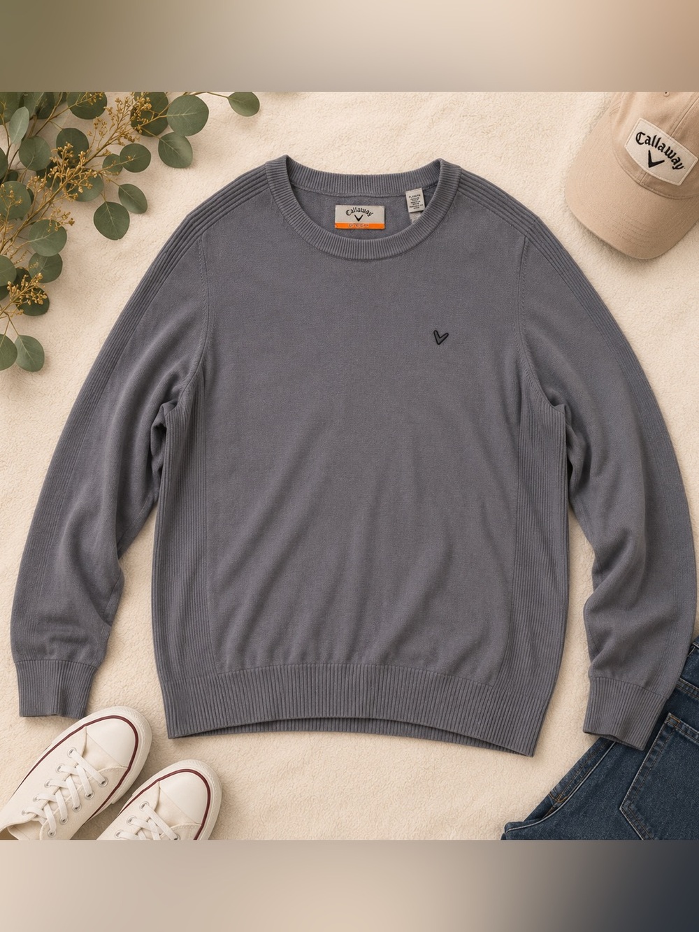 Callaway Men's Crewneck Sweater in Gray with Small Logo